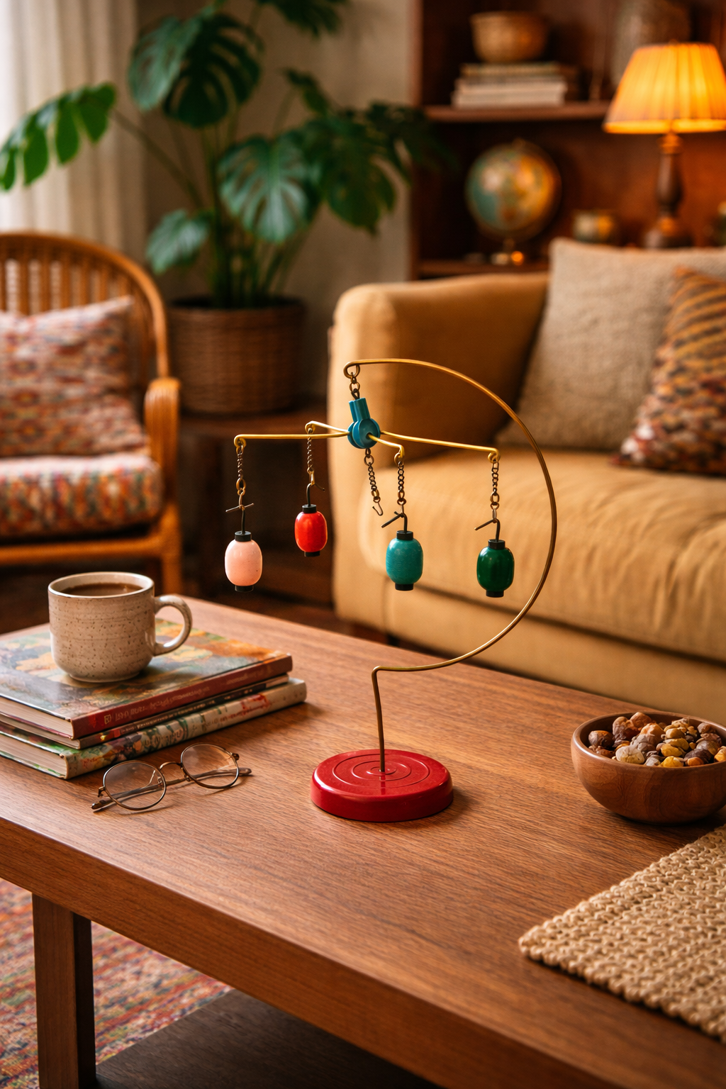 The Lantern Mobile on a coffee table